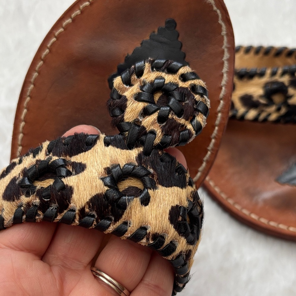 Palm Beach Sandal Co. Leopard Print Leather Brown Sandals - Picture 2 of 5